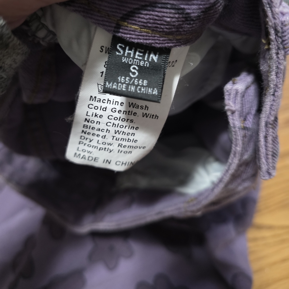 SHEIN Purple Floral Wide Leg Jeans - Picture 7 of 8
